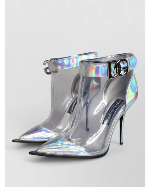 Dolce & Gabbana Gray Pvc Pointed Ankle Boots