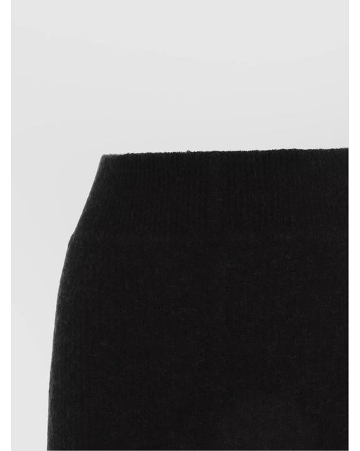 Rick Owens Black Alpaca Ribbed High-Rise Knitted Fitted Skirt