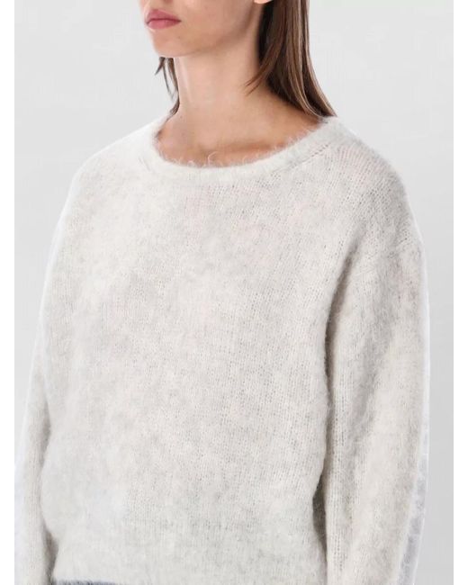 American Vintage White Alpaca Cropped Loose-Fit Thick-Knit Sweatshirt