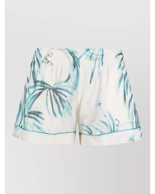 F.R.S For Restless Sleepers Blue Floral-Print Cotton Knee-Length Shorts