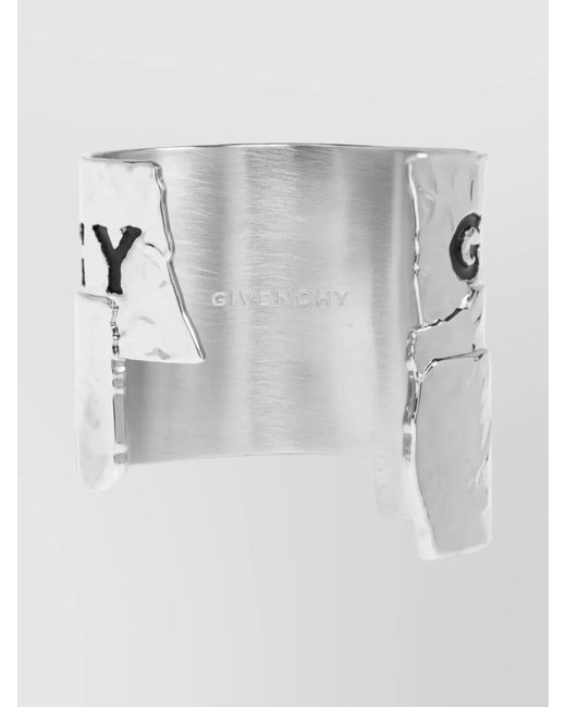 Givenchy White Textured Metal Cuff Bracelet