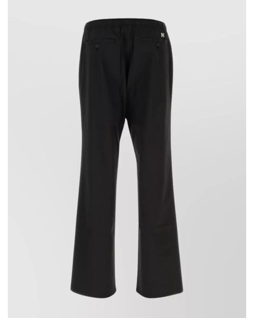 Palm Angels Black Monogram-Embroidered Wide-Leg Trousers for men