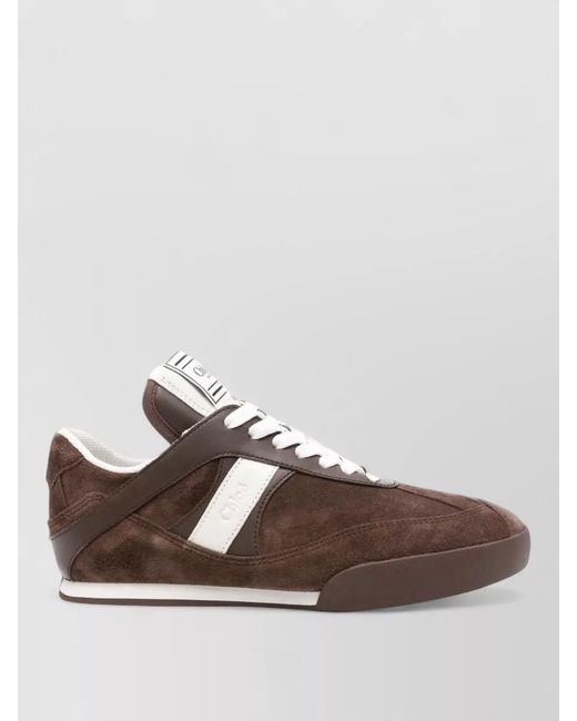 Chloé Brown Paneled Lace-Up Sneakers