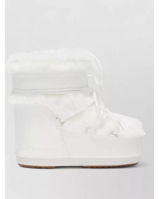 Moon Boot White Faux Fur Ankle Boots