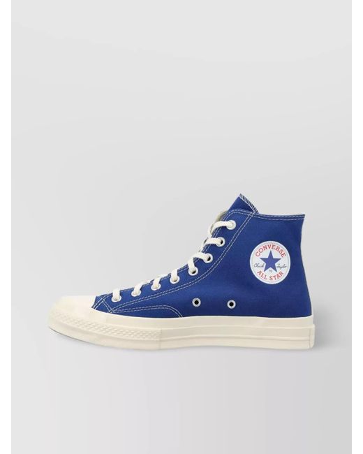Comme des Garçons Blue Chuck Taylor Hi Top Sneakers With Heart Print