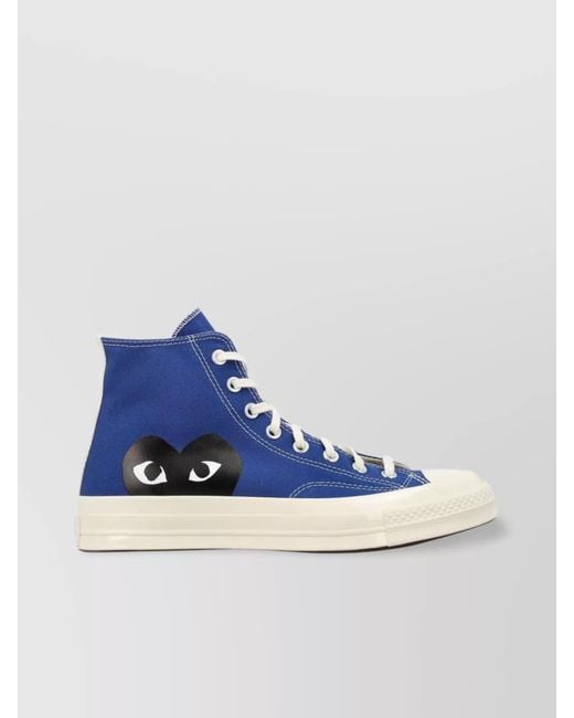 Comme des Garçons Blue Chuck Taylor Hi Top Sneakers With Heart Print