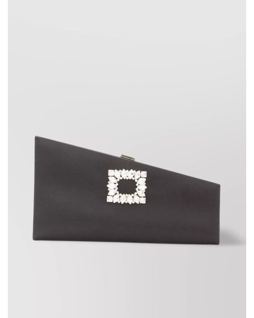 Roger Vivier Multicolor Crystal Buckle Asymmetrical Clutch