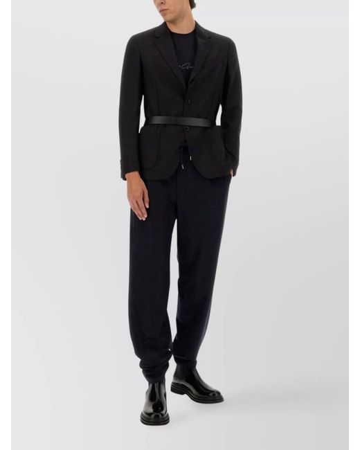 Giorgio Armani Blue Cashmere Straight-Leg Trousers for men