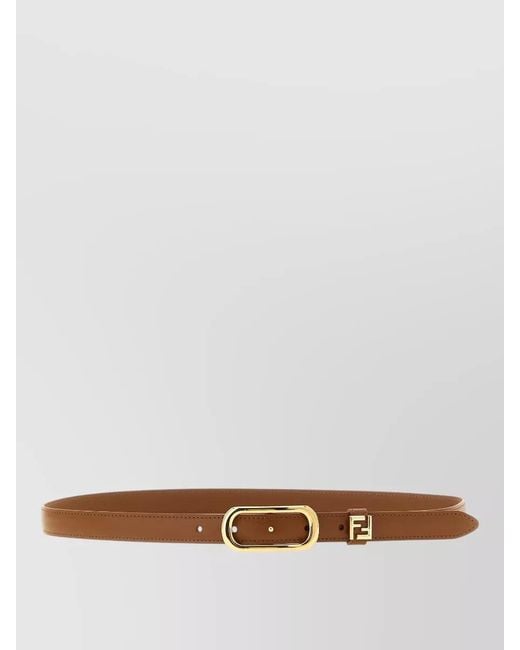 Fendi Brown Ff Logo Belt Adjustable Size Smooth Finish