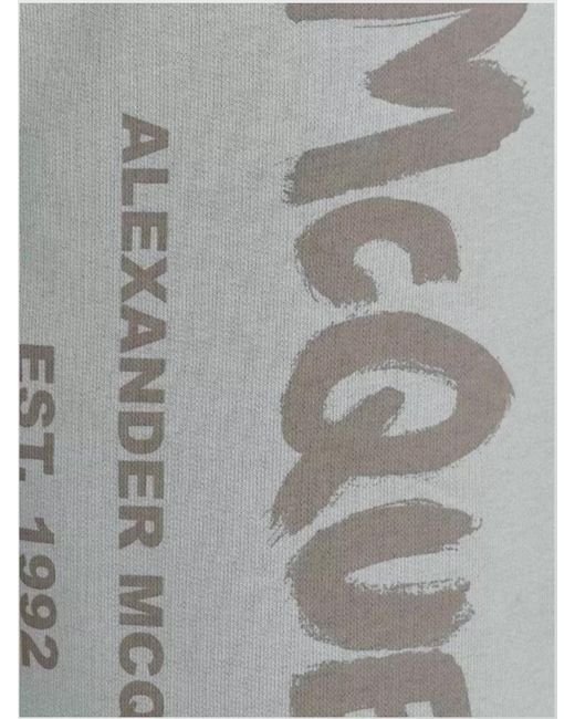 McQueen Gray Logo Print Bermuda Shorts for men