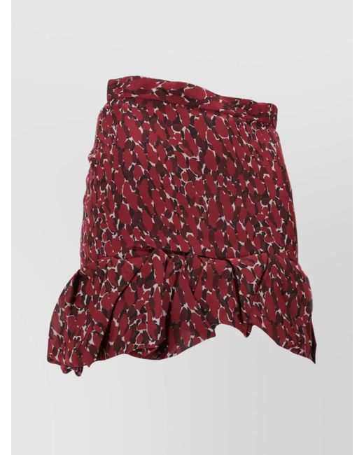 Saint Laurent Red Asymmetric Chiffon Skirt