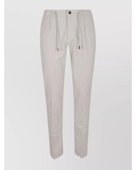 Eleventy White Trousers With Back Pockets And Button Detail for men