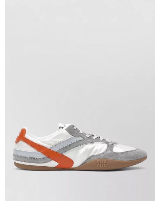Miu Miu Metallic Sneakers Low Top Contrast Panels Rubber Sole