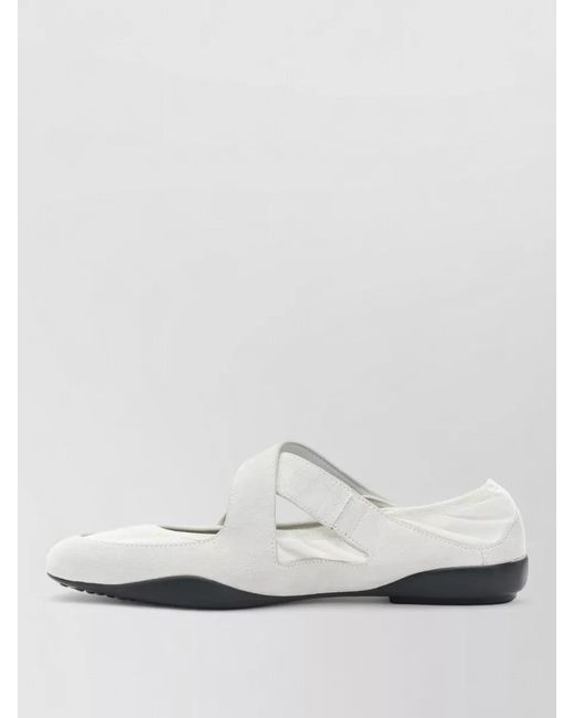Tory Burch White Suede Ballerina Shoes