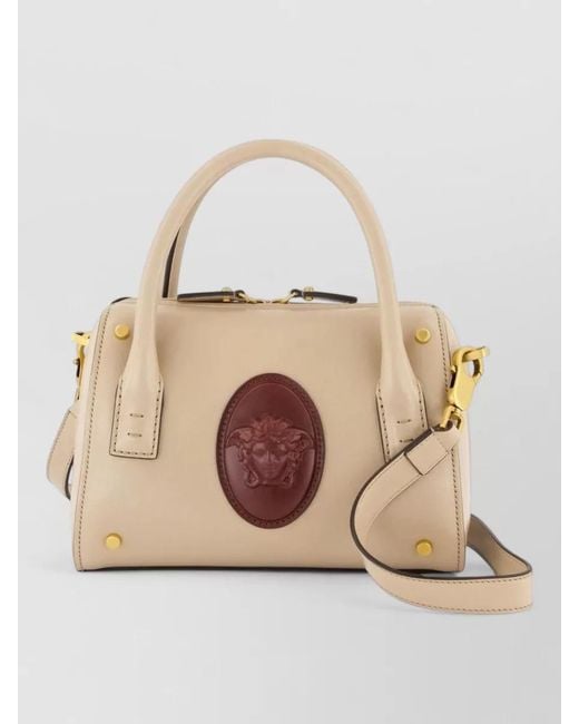 Versace Natural Small Leather Crossbody Bag