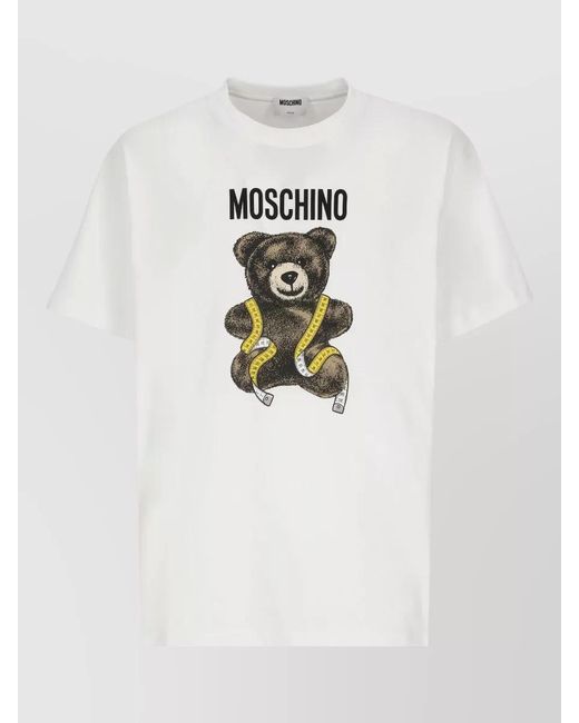 Moschino White Short Sleeve Cotton T Shirt Teddy Bear for men