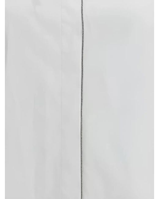 Brunello Cucinelli White Cotton Blend Embellished Shirt