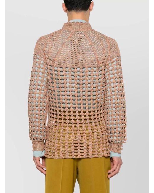 Valentino Garavani Pink Open-Knit High-Neck Jumper for men