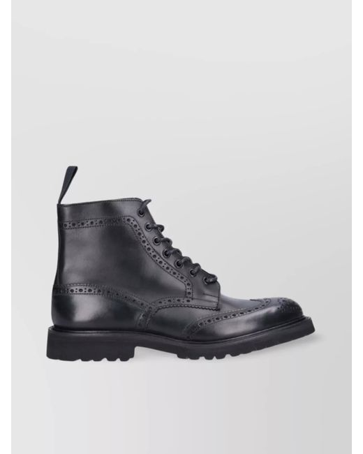 Tricker's Men's Blue Chunky Sole Ankle Boots With Brogue Detailing