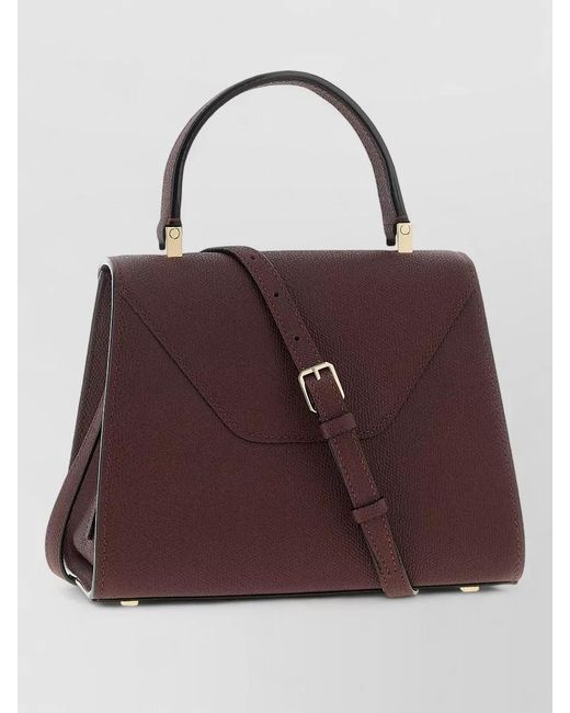 Valextra Purple Iside Mini Leather Top Handle Bag