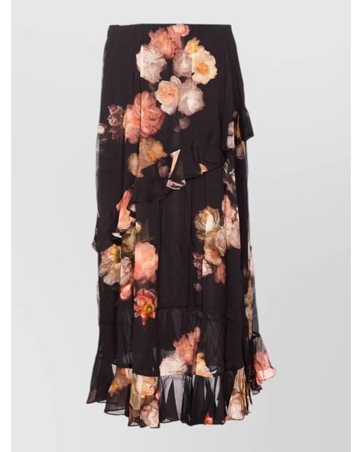 Zimmermann White Asymmetric Floral High Waist Maxi Skirt