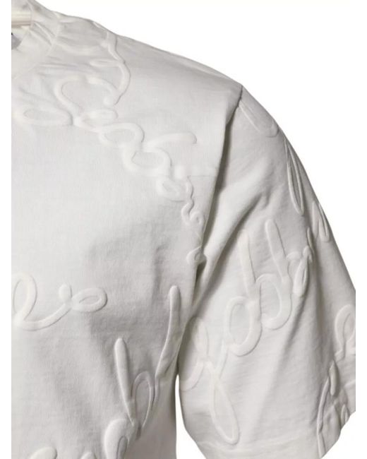 Dolce & Gabbana Natural Logo Embossed Cotton Crew Neck T-Shirt for men
