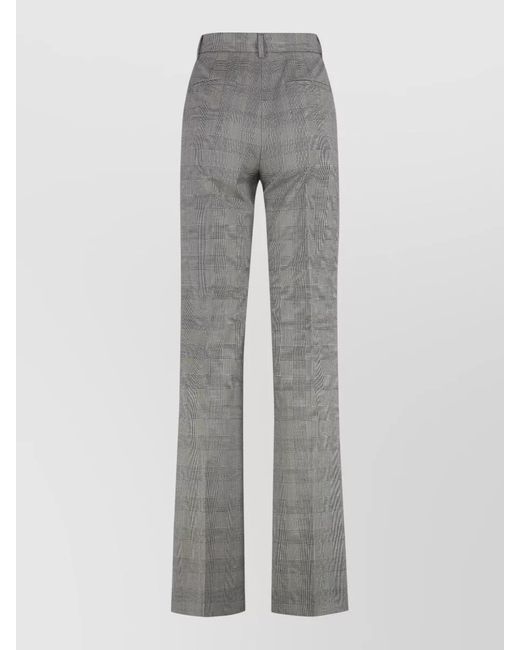 Sportmax Gray Checked Tailored Flared Trousers