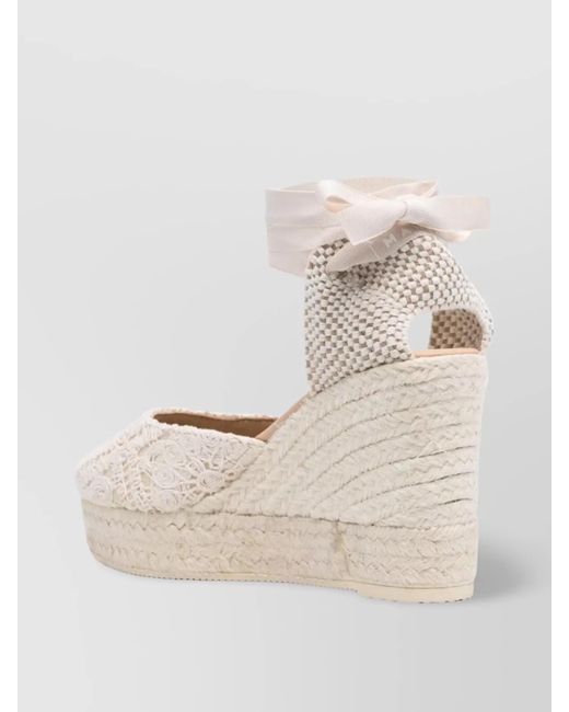Manebí Natural Crochet Wedge Espadrilles