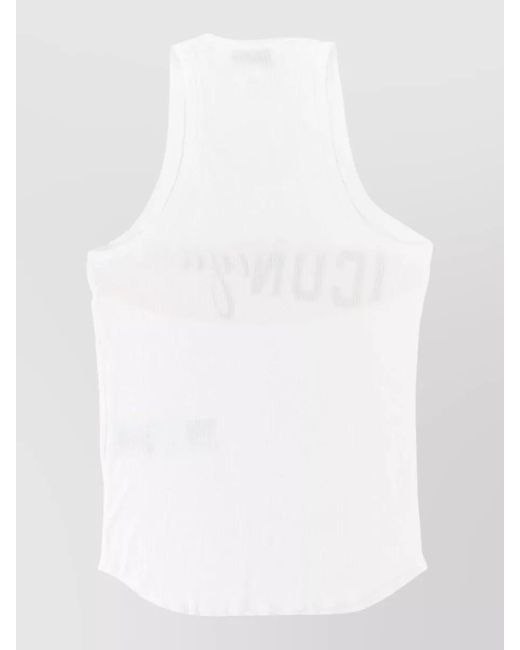 DSquared² White Graphic Ribbed Scoop Neck Sleeveless Top for men