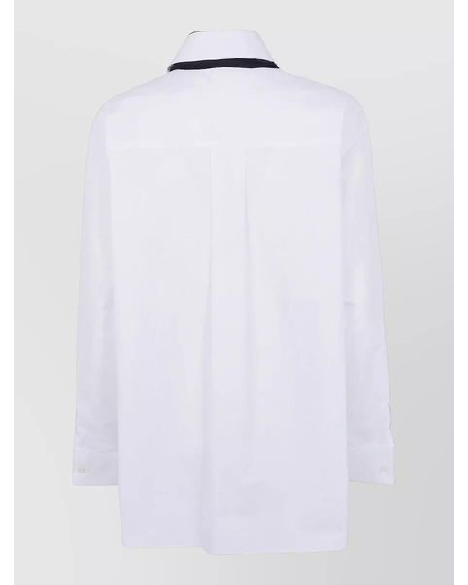 Sacai Blue Poplin Shirt Tailored Fit Scarf Detail