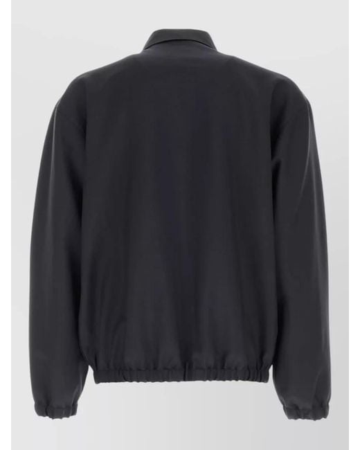 Prada Black Mohair Virgin Wool Single-Breasted Coat for men