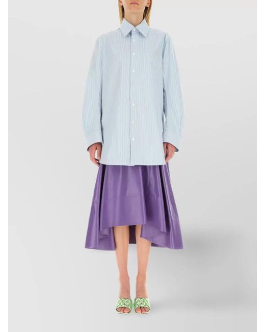 Bottega Veneta Blue Embroidered Oversized Shirt