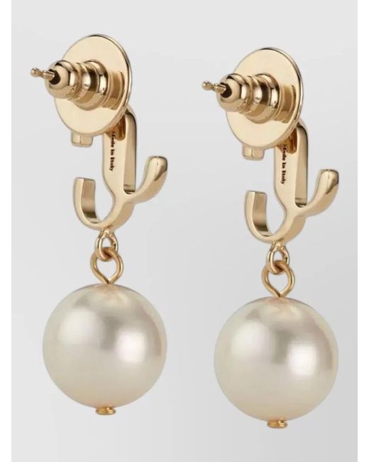 Jimmy Choo Natural Metal Pearl Stud Earrings