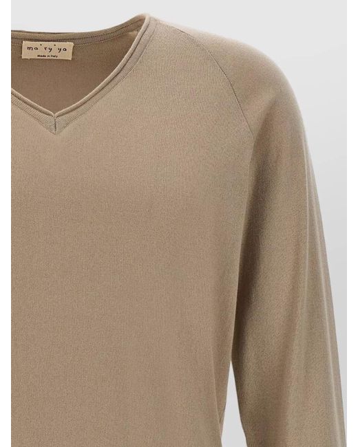 Ma'ry'ya Natural Fine Cotton Sweater V Neck Long Sleeves for men