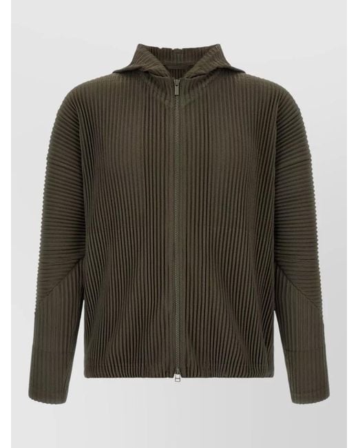 Homme Plissé Issey Miyake Green Polyester Hooded Jacket for men