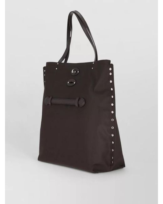 Zanellato Black Tokyo Medium Tote Bag Dual Handles Studs