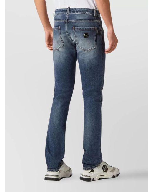 Philipp Plein Blue Straight-Leg Trousers for men