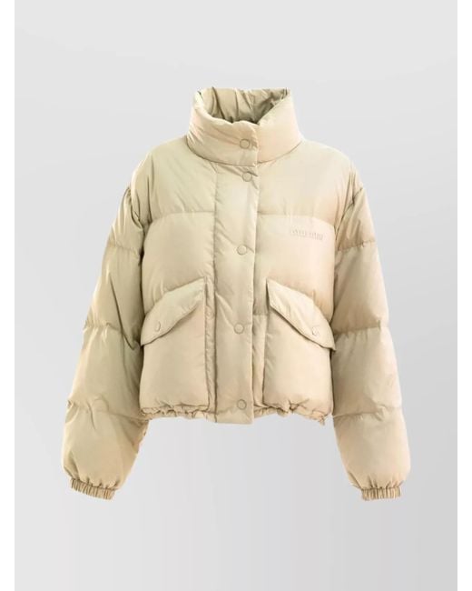 Miu Miu Natural Lightweight Quilted Jacket High Neck
