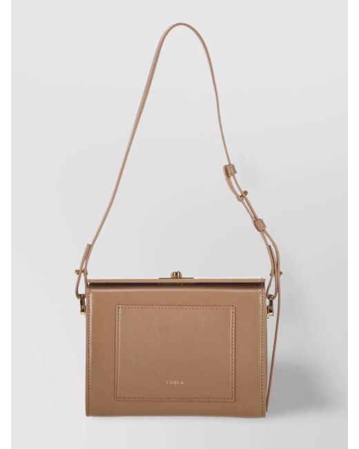 Furla White Twist-Lock Shoulder Bag With Front Pocket