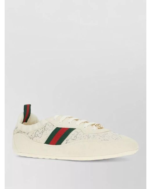 Gucci Natural Shift Sneakers Embroidered Accents Low Top Sole