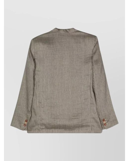 Alysi Gray Tailored Stripe Jacket Single Breasted Design
