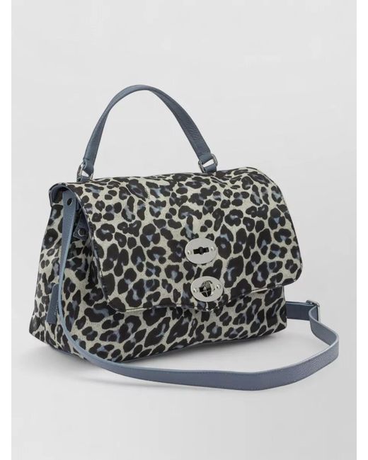 Zanellato Gray Leopard Print Top Handle Shoulder Bag