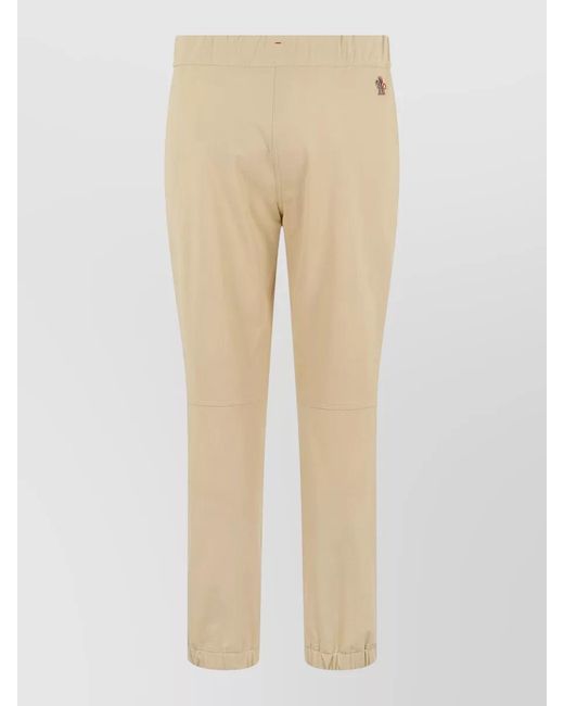Moncler Natural Straight Trousers Contrasting Belt Ankle Length