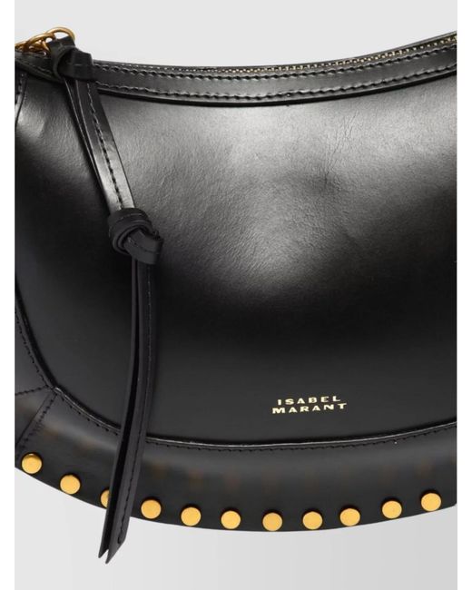 Isabel Marant Black Oskan Moon Small Leather Shoulder Bag