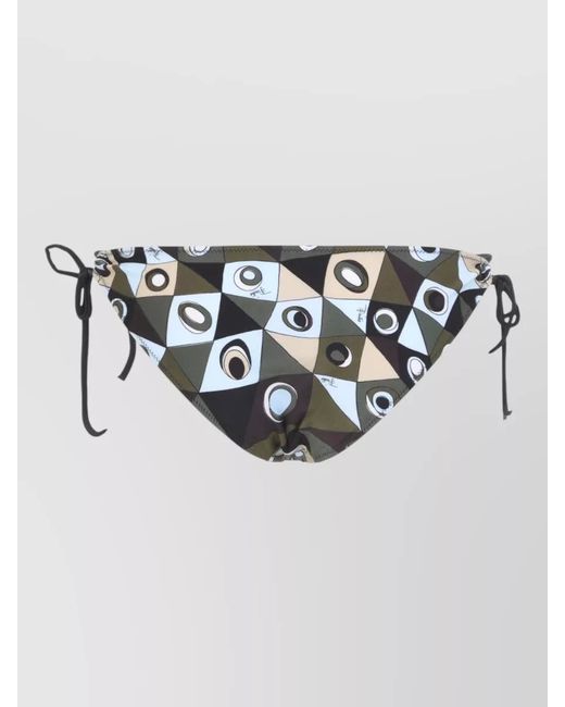 Emilio Pucci Blue Geometric Low Rise Polyamide Bikini Bottom