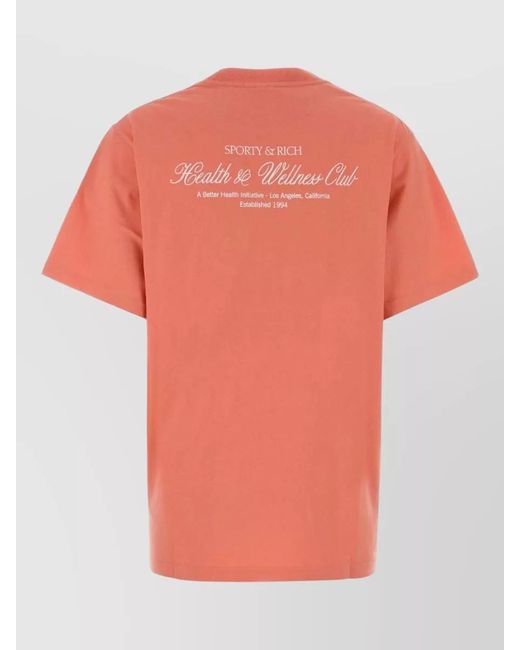 Sporty & Rich Orange Cotton Crew Neck Regular Fit T-Shirt