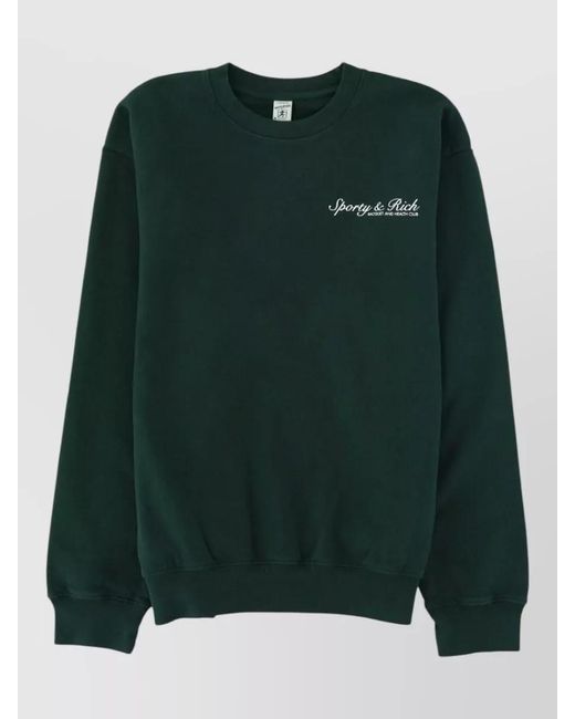 Sporty & Rich Green Crew Neck Top Long Sleeves Print Back