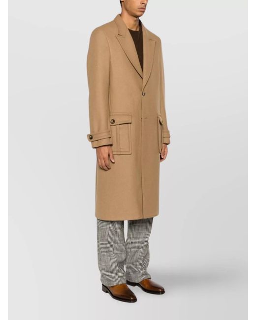 Etro Natural Single Breasted Wool Coat for men