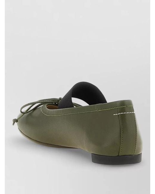 MM6 by Maison Margiela Green Anatomic Numeric Bow Detail Casual Ballerinas