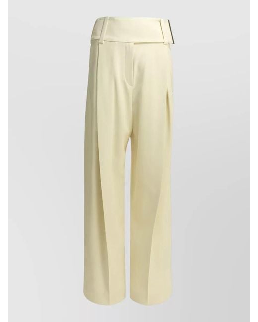 Sportmax Natural Tailored Trousers Pleated Front Wide Waistband